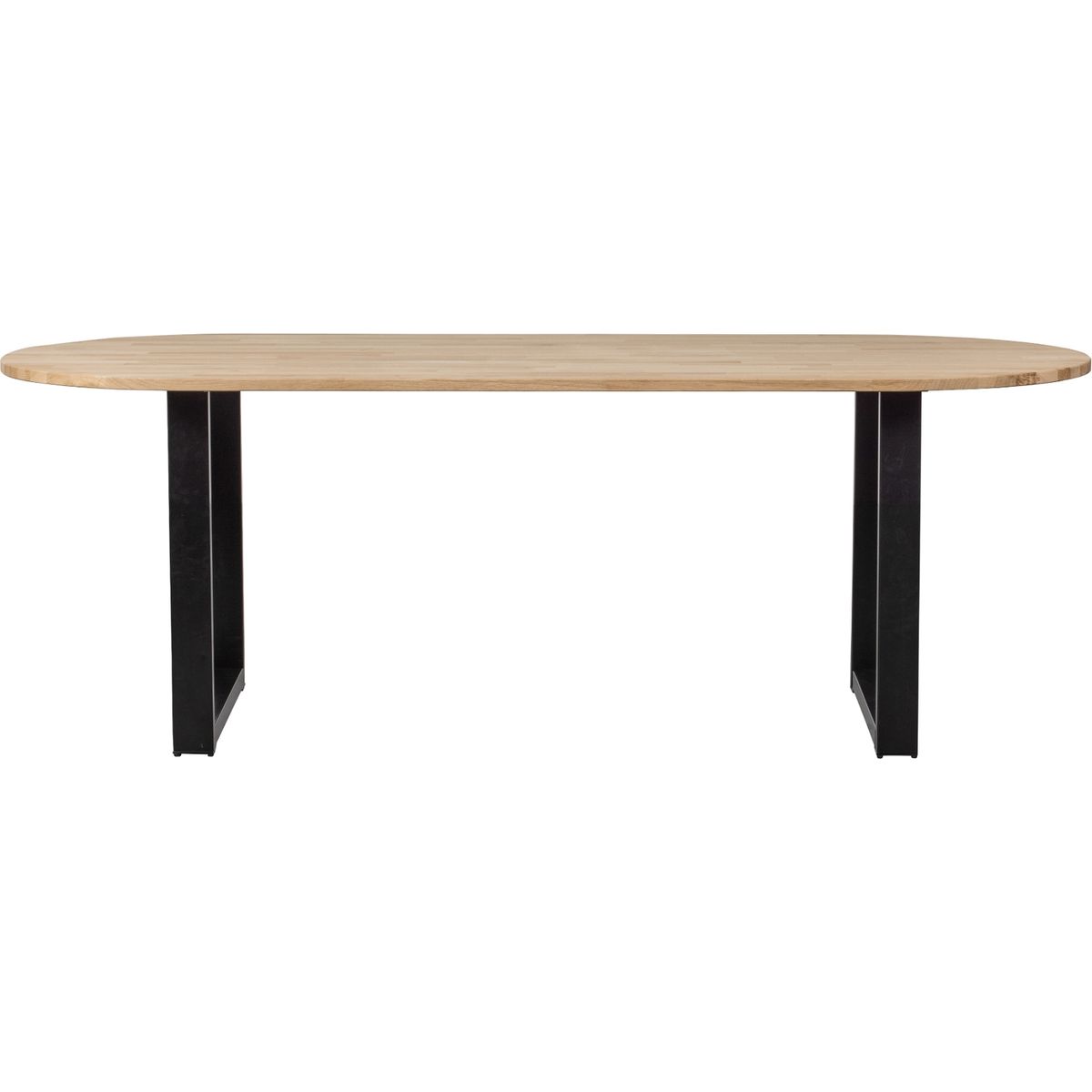 Tablo Oval, U-Leg, Plankebord, eg/metal, natur, 75x220x90 cm