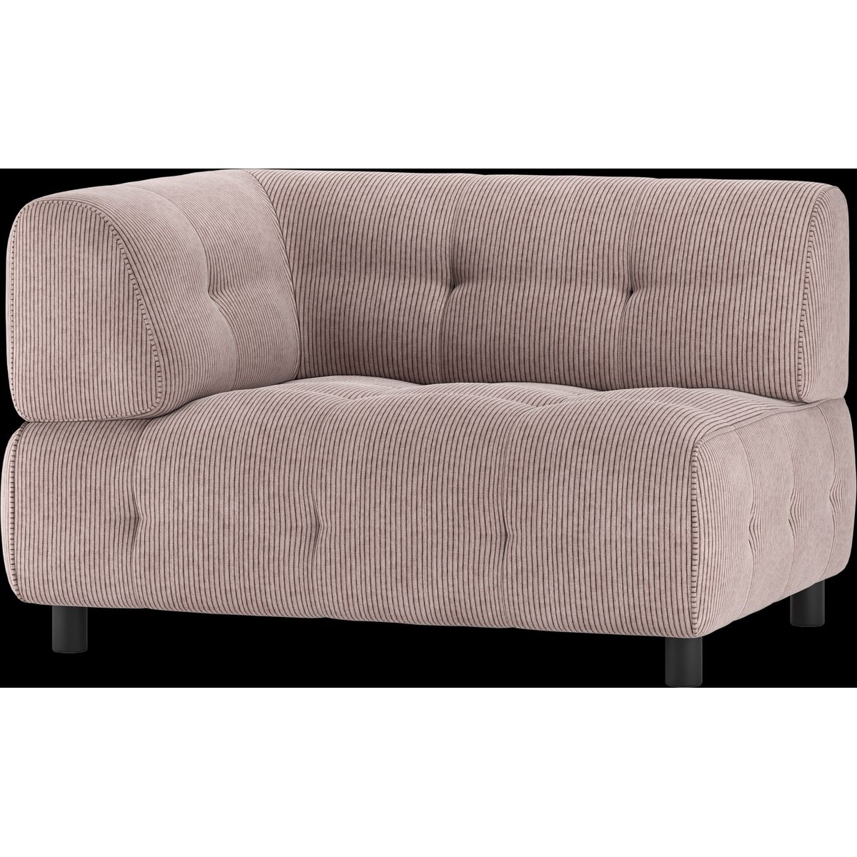 Louis Modulære sofa 1,5-sæder med arm venstre, fløjl lyserød H73x90x122 cm