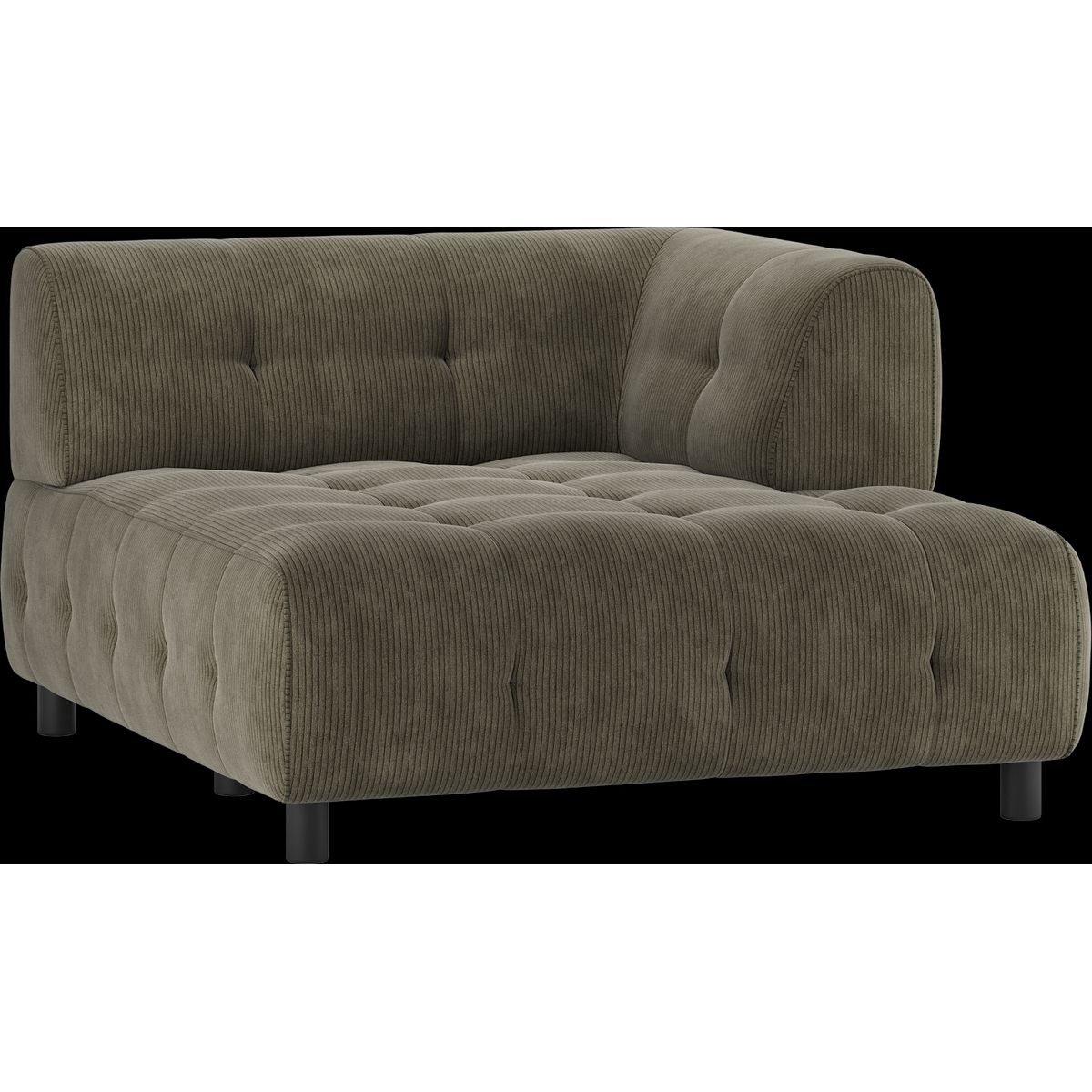 Louis Modulære sofa 1,5 chaiselong med arm højre, fløjl grøn H73x140x122 cm