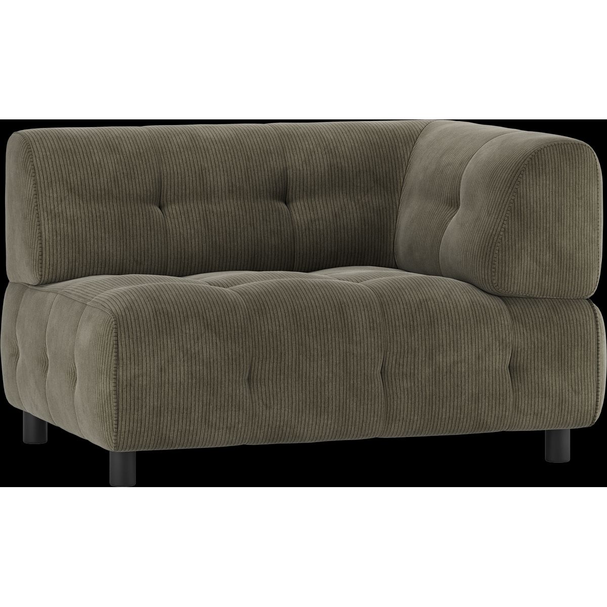 Louis Modulære sofa 1,5-sæder med arm højre, fløjl grøn H73x90x122 cm