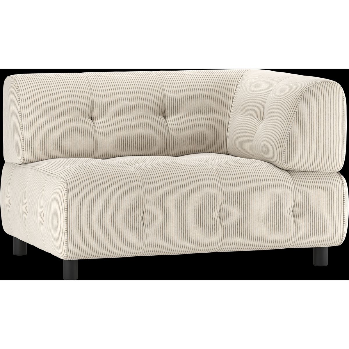 Louis Modulære sofa 1,5-sæder med arm højre, fløjl lysegrå H73x90x122 cm