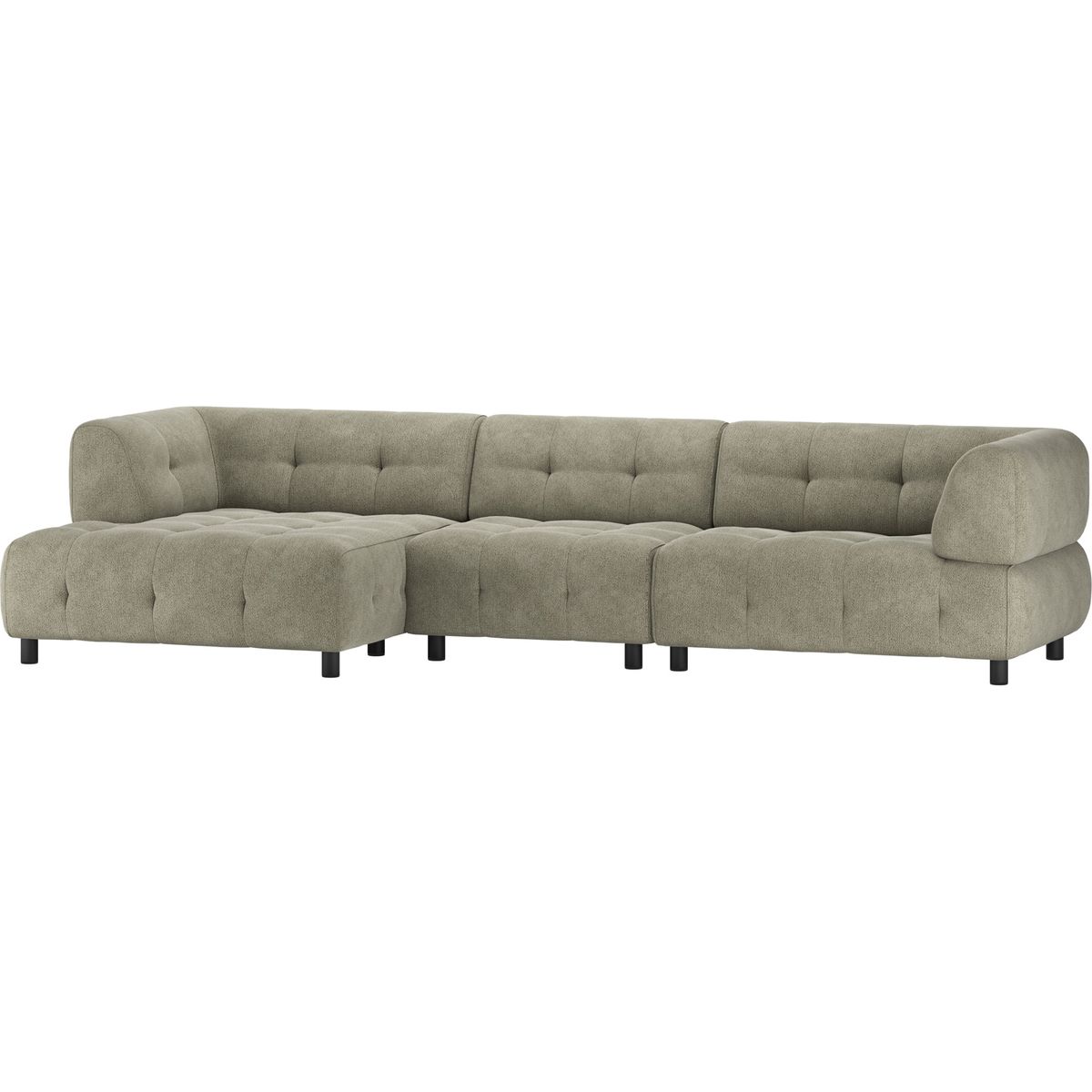 Louis, Chaiselong sofa, venstrevendt, grøn, chenille, H73x120x334 cm