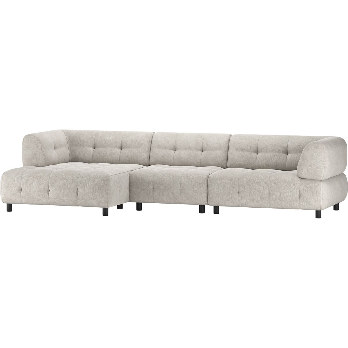 Louis, Chaiselong sofa, venstrevendt, lysegrå, chenille, H73x120x334 cm