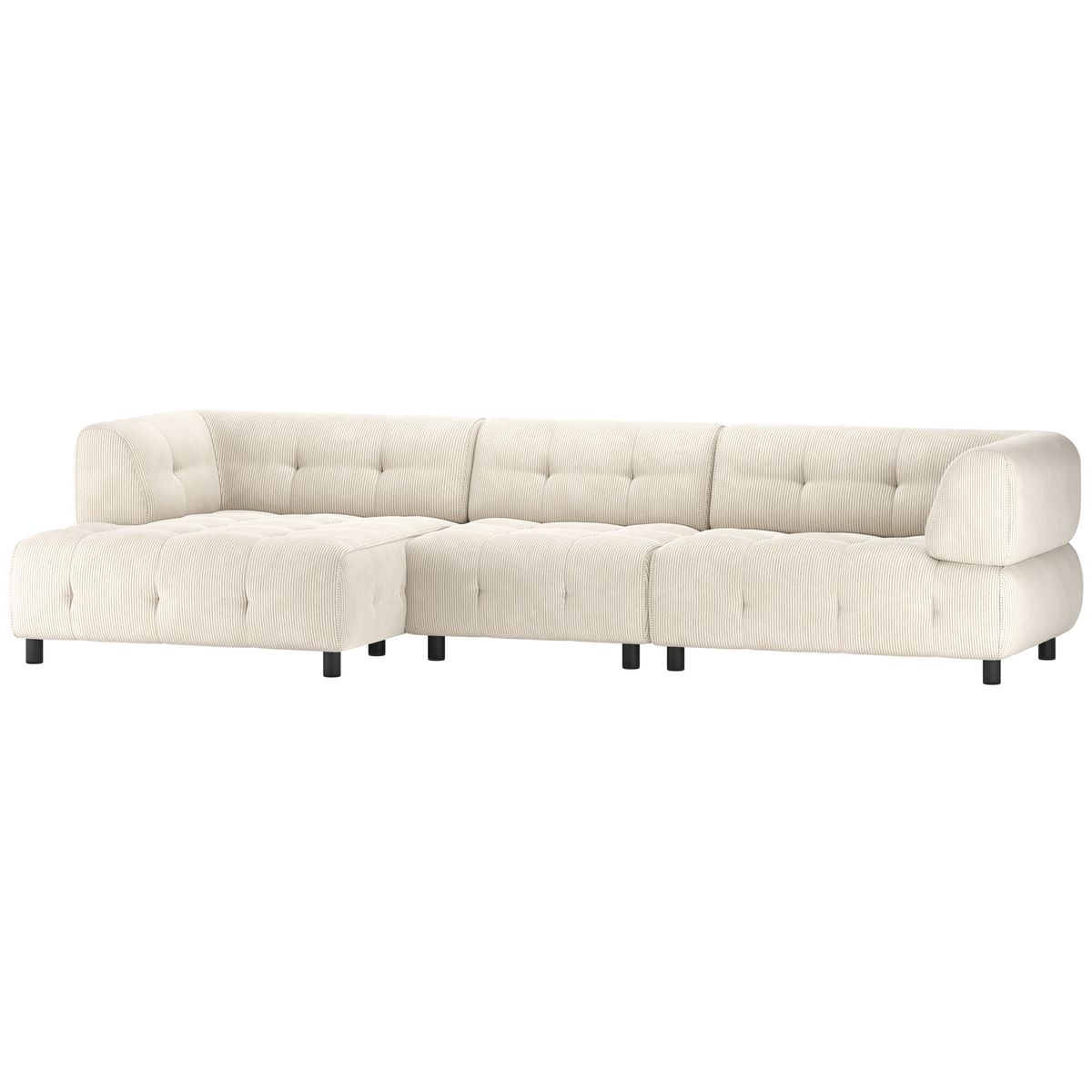 Louis, Chaiselong sofa, venstrevendt, lysegrå, fløjl, H73x120x334 cm