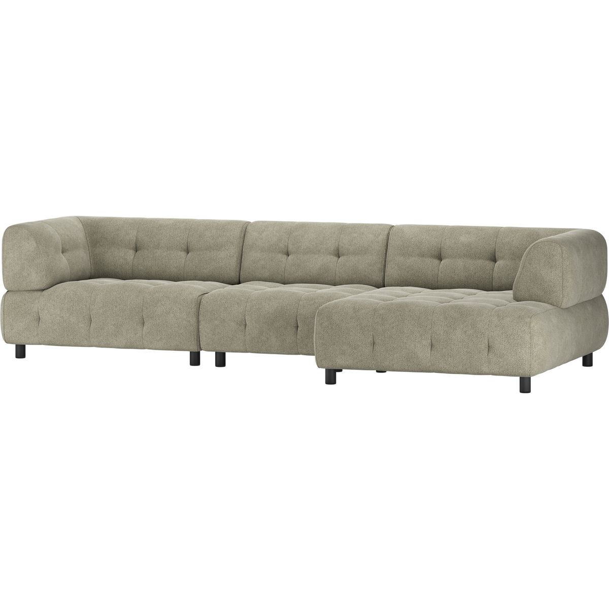 Louis, Chaiselong sofa, højrevendt, grøn, chenille, H73x120x334 cm