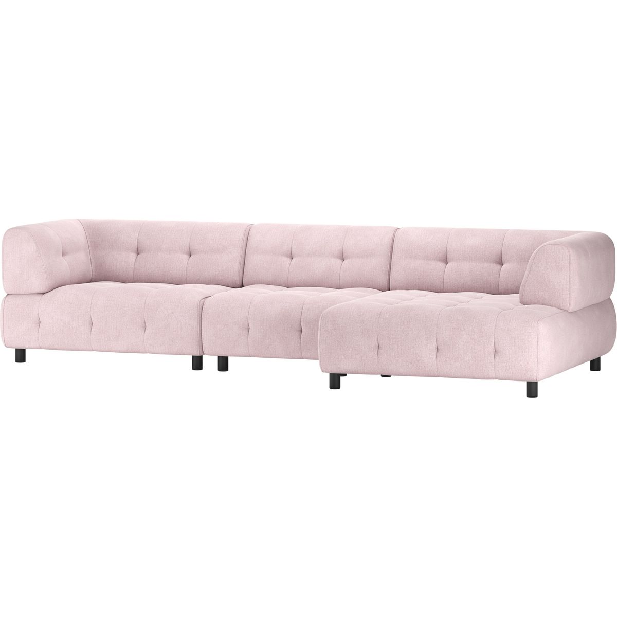 Louis, Chaiselong sofa, højrevendt, lyserød, fladvævet stof, H73x120x334 cm