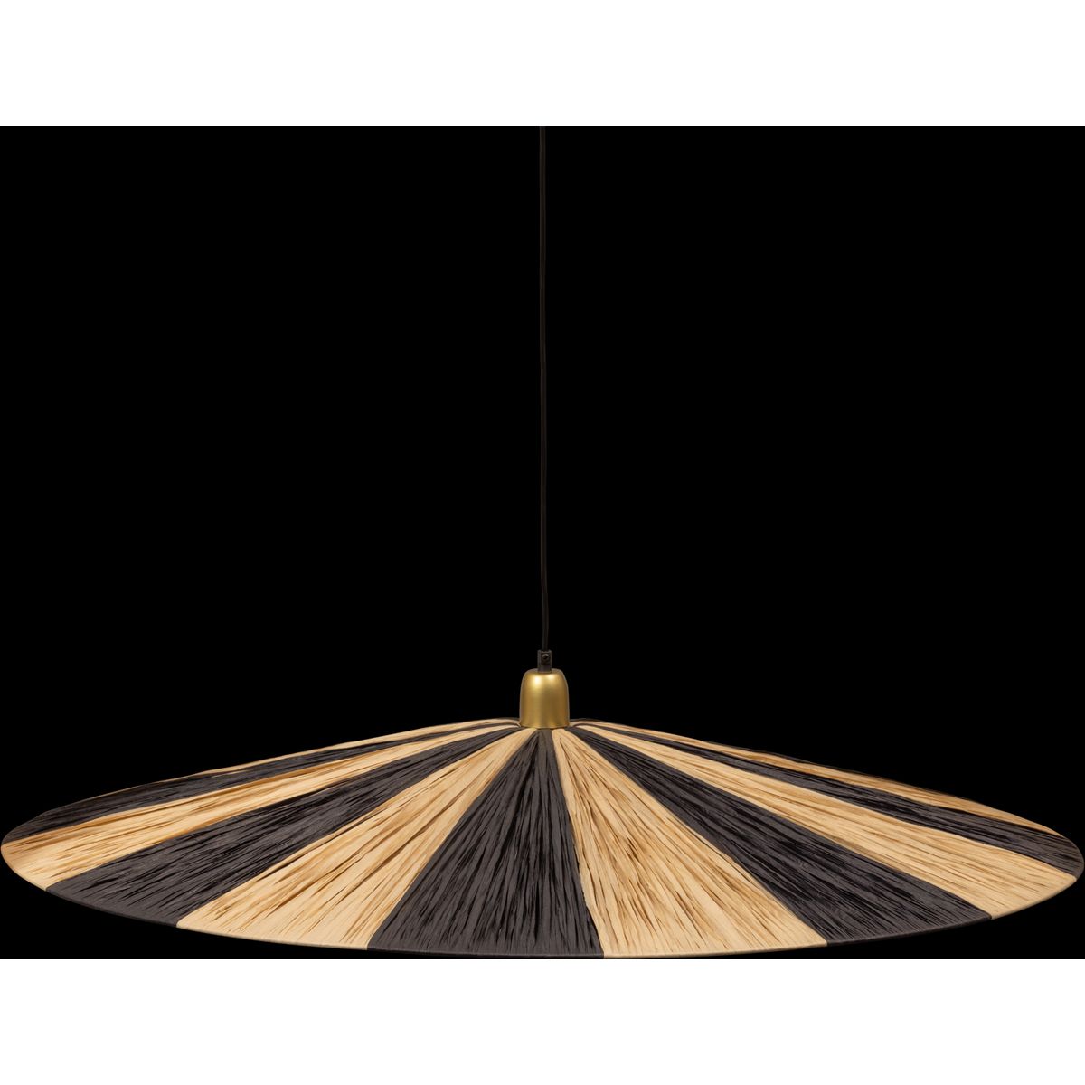 Collection Loic, Pendel lampe, sort/natur, H10x95x95 cm, metal, raffia