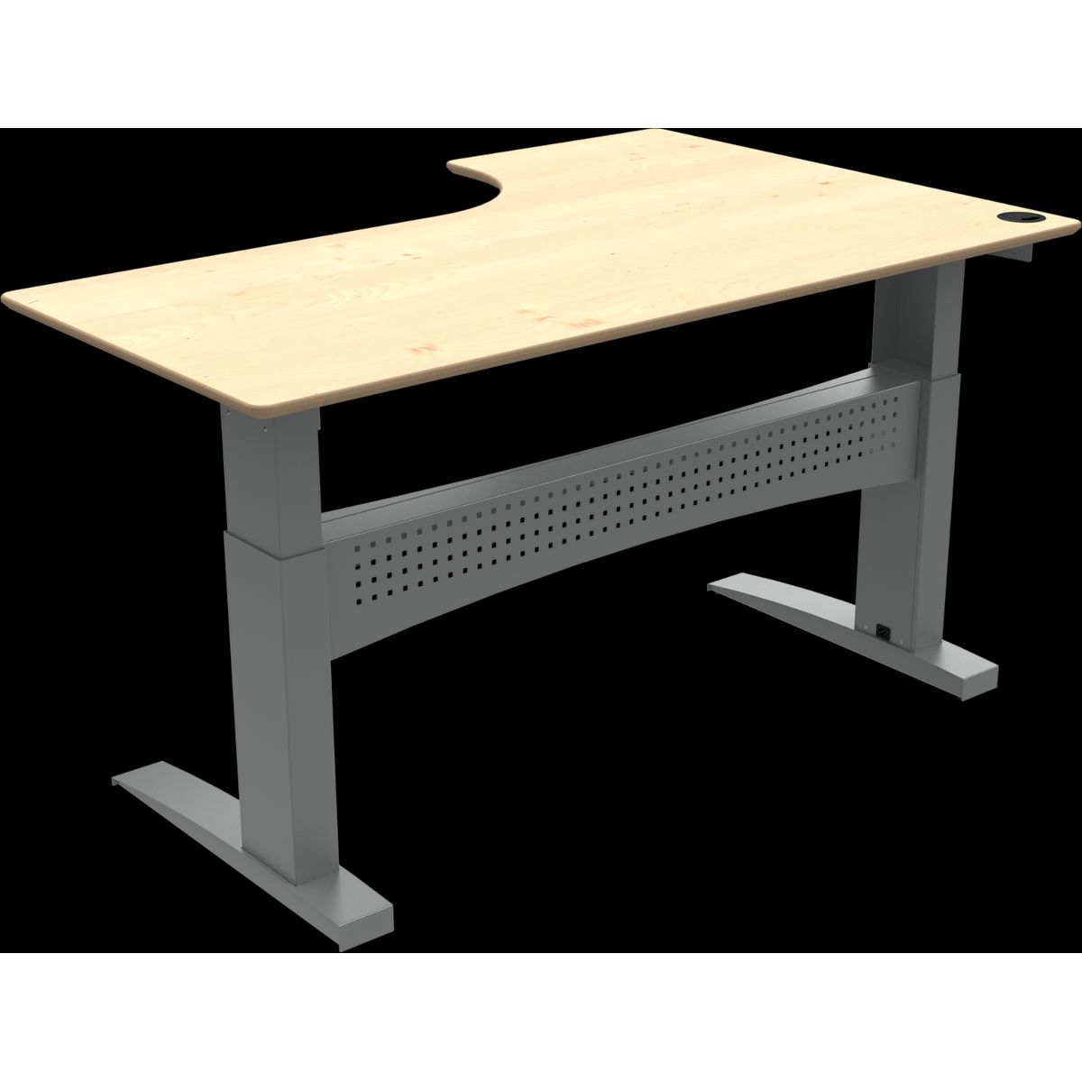 FlexDesk, To-bens hæve-/sænkebord, L-form, venstrevendt, natur/sølv, H122x180x120 cm, ahorn