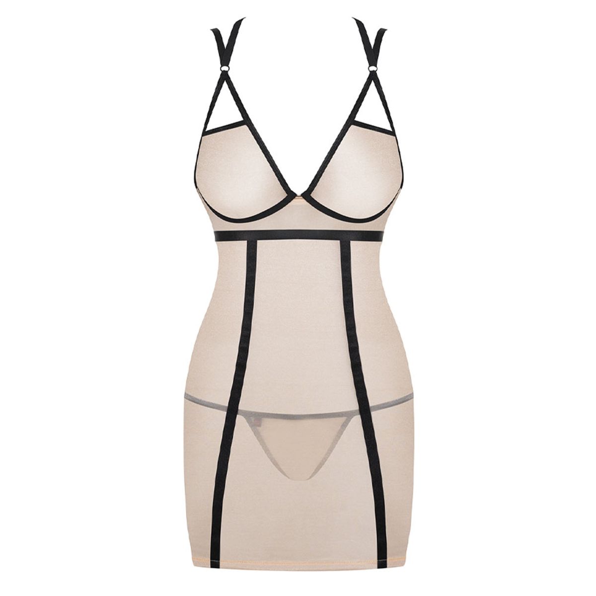 Obsessive Nudelia Chemise og G-Streng Nude - L/XL