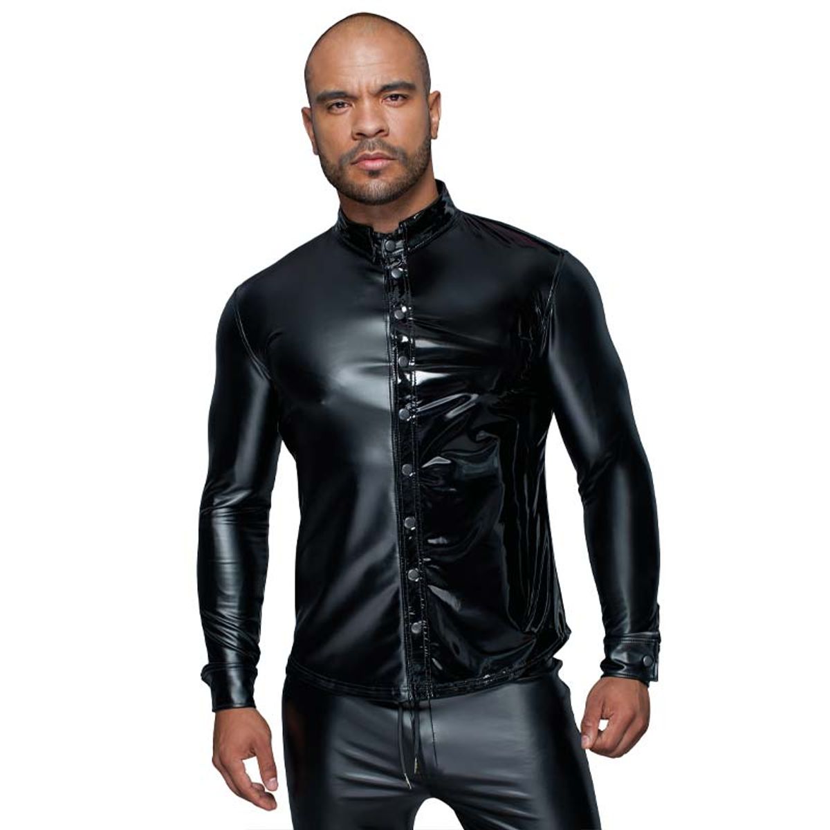 Noir Handmade Amadis Wetlook Skjorte Sort - XXXL