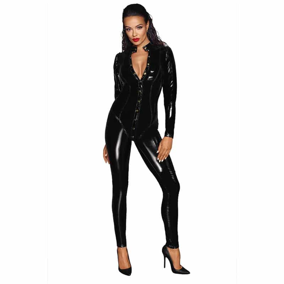 Noir Handmade Rosa Lak-Look PVC Catsuit - XXL