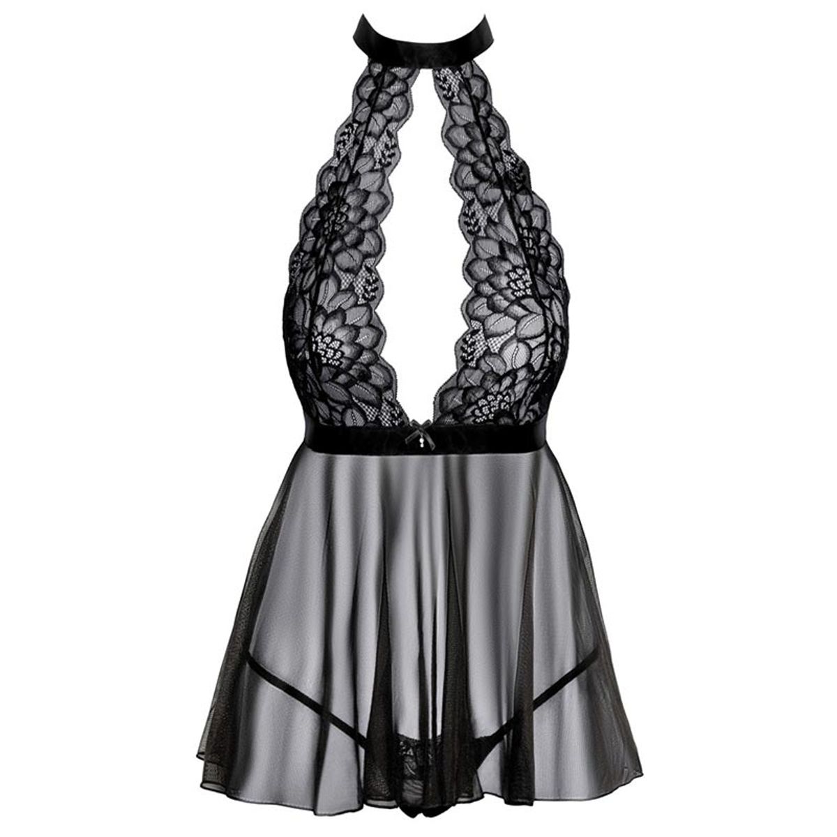 Kissable Aaliyah Babydoll og G-streng Sort - L/XL