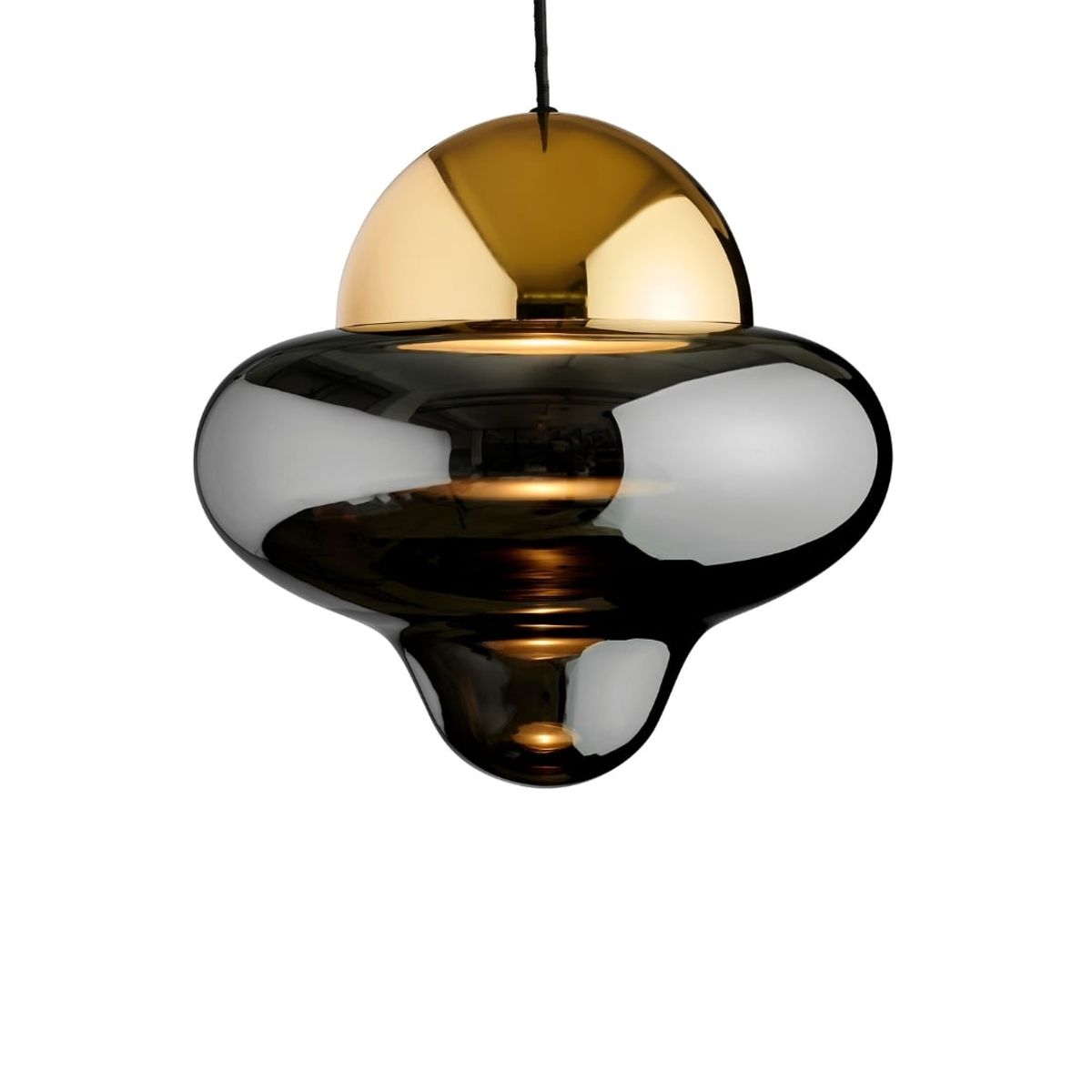 Nutty Pendel XL Smoke Glass / Gold Dome - Design By Us