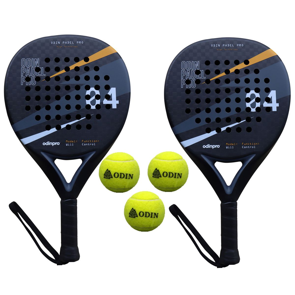 Odin Padel PAKKETILBUD (Odin Padel Will Control 12K Expert + Odin Padel Bolde - 3 stk.)