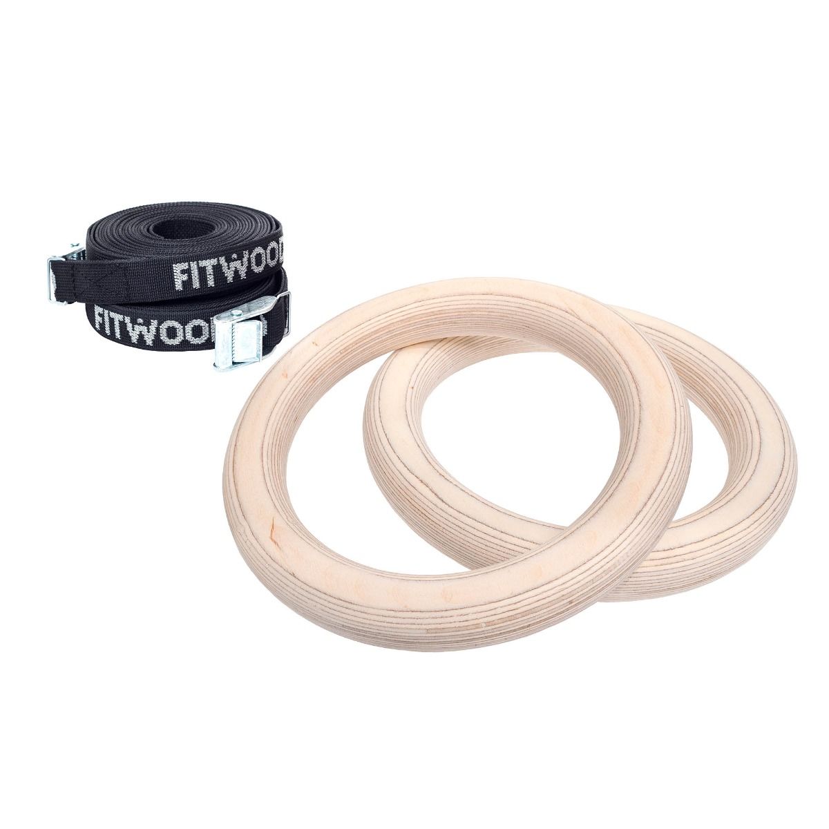 FitWood ULPU MINI Gymnastikringe 28mm - Træ overflade / Sort Strop