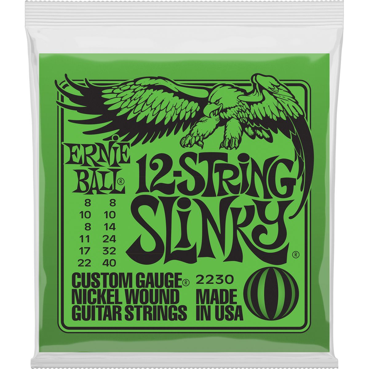 Ernie Ball 2230 Slinky el-guitar-strenge, 12-strenget, 008-040