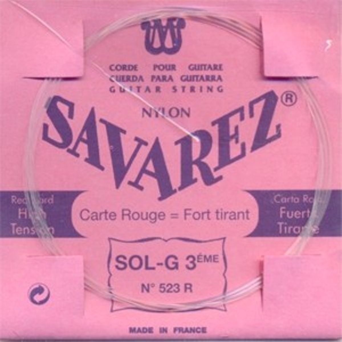 Savarez 523R G3 løs spansk guitar-streng, rød