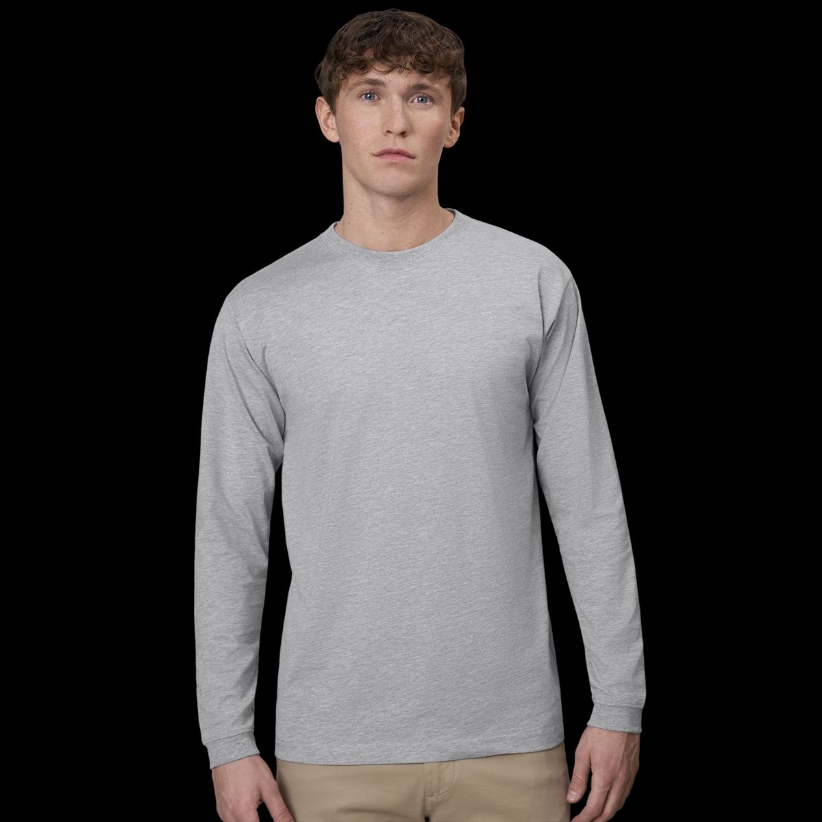 ID Pro Wear Herre Langærmet t-shirt - Grey Melange - L