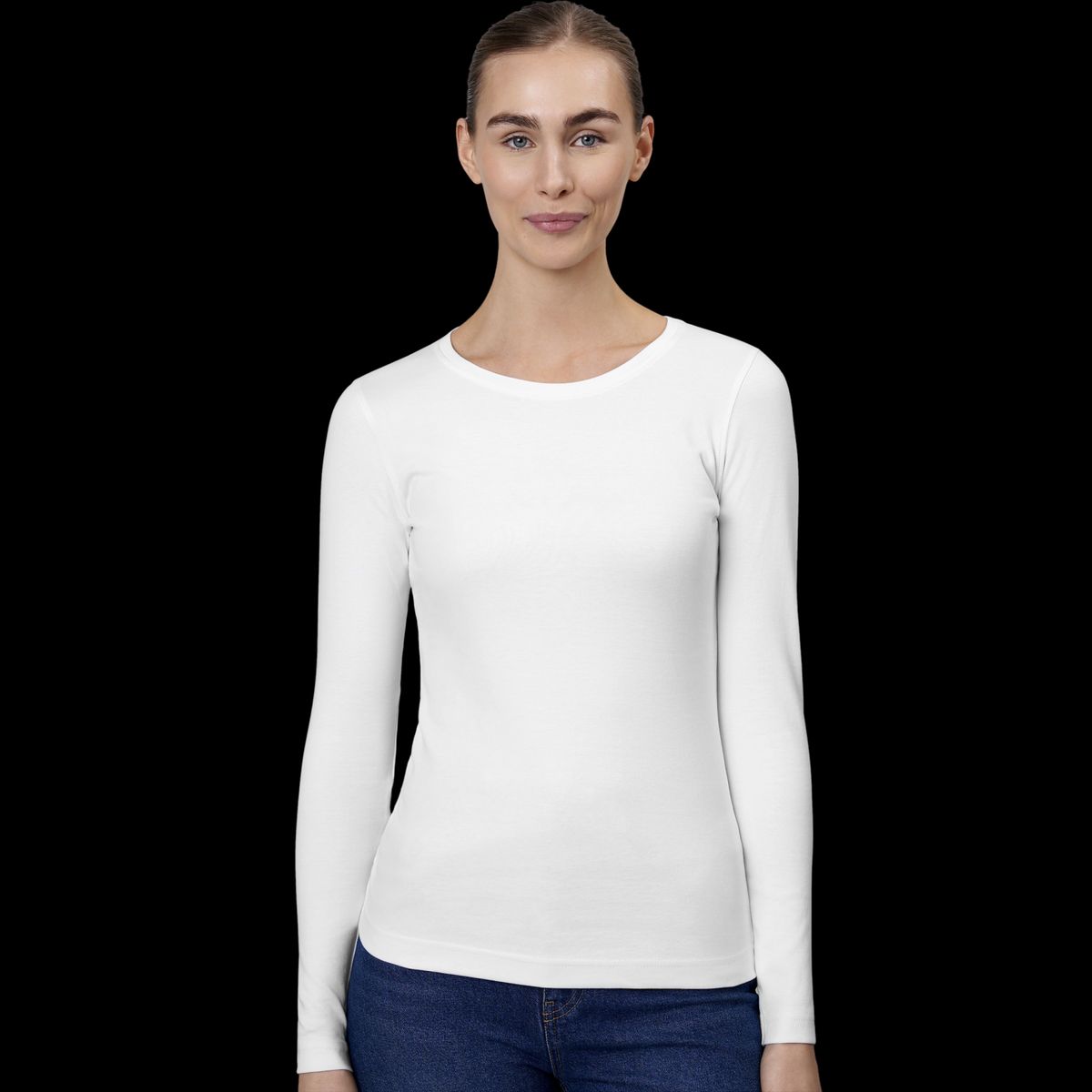 ID Interlock Dame Langærmet t-shirt - Hvid - XL