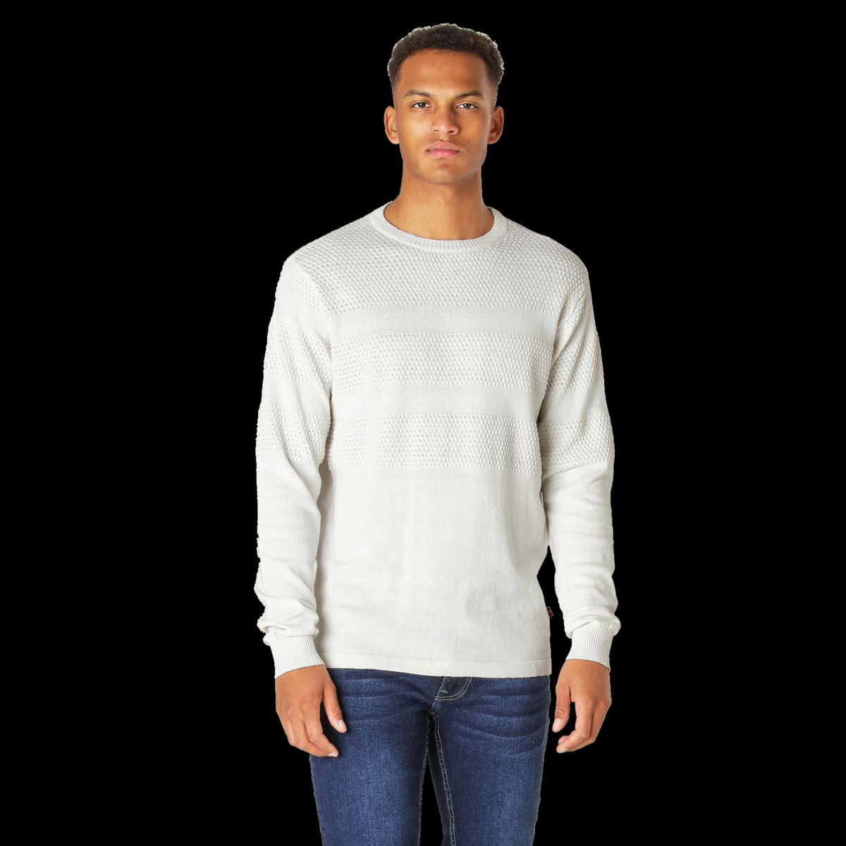 Marcus Affleck Herre Striktrøje - Antic White - 3XL