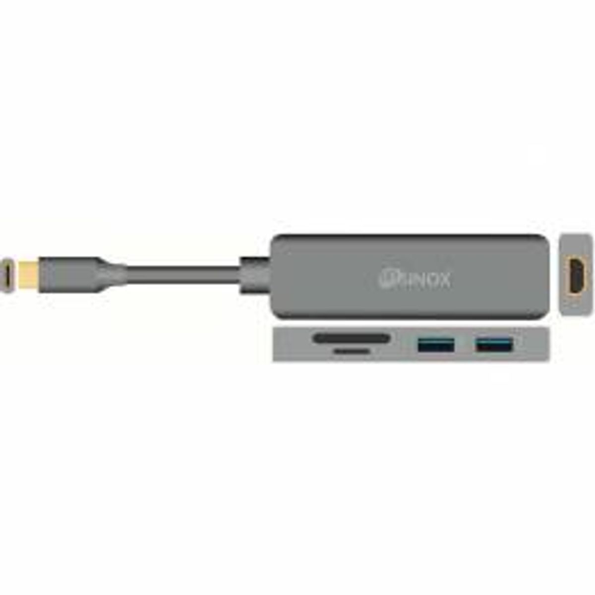 Sinox iMedia USB-C 5-in-1 hub SD, MicroSD, USB 3.0 og HDMI