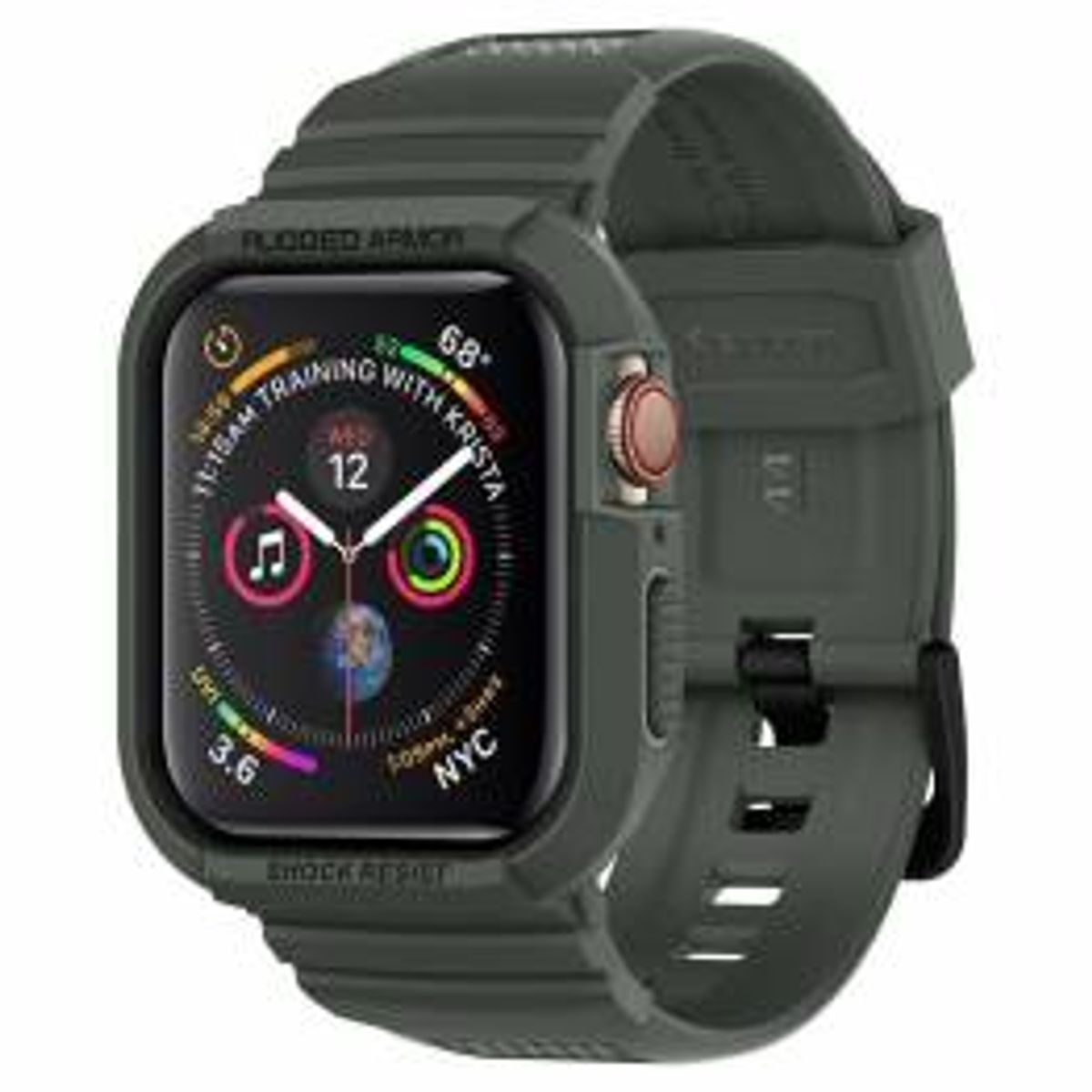 Spigen Apple Watch Rugged Armor Pro 44/45mm rem - Militær grøn