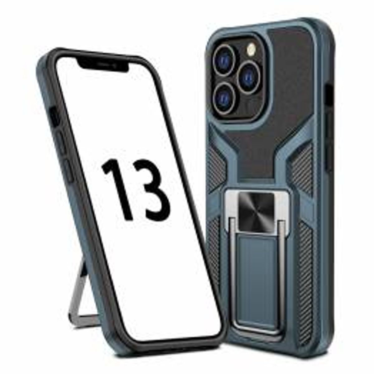 Magnetisk iPhone 13 Pro beskyttende cover 6,1" m kickstand - Sort/blå