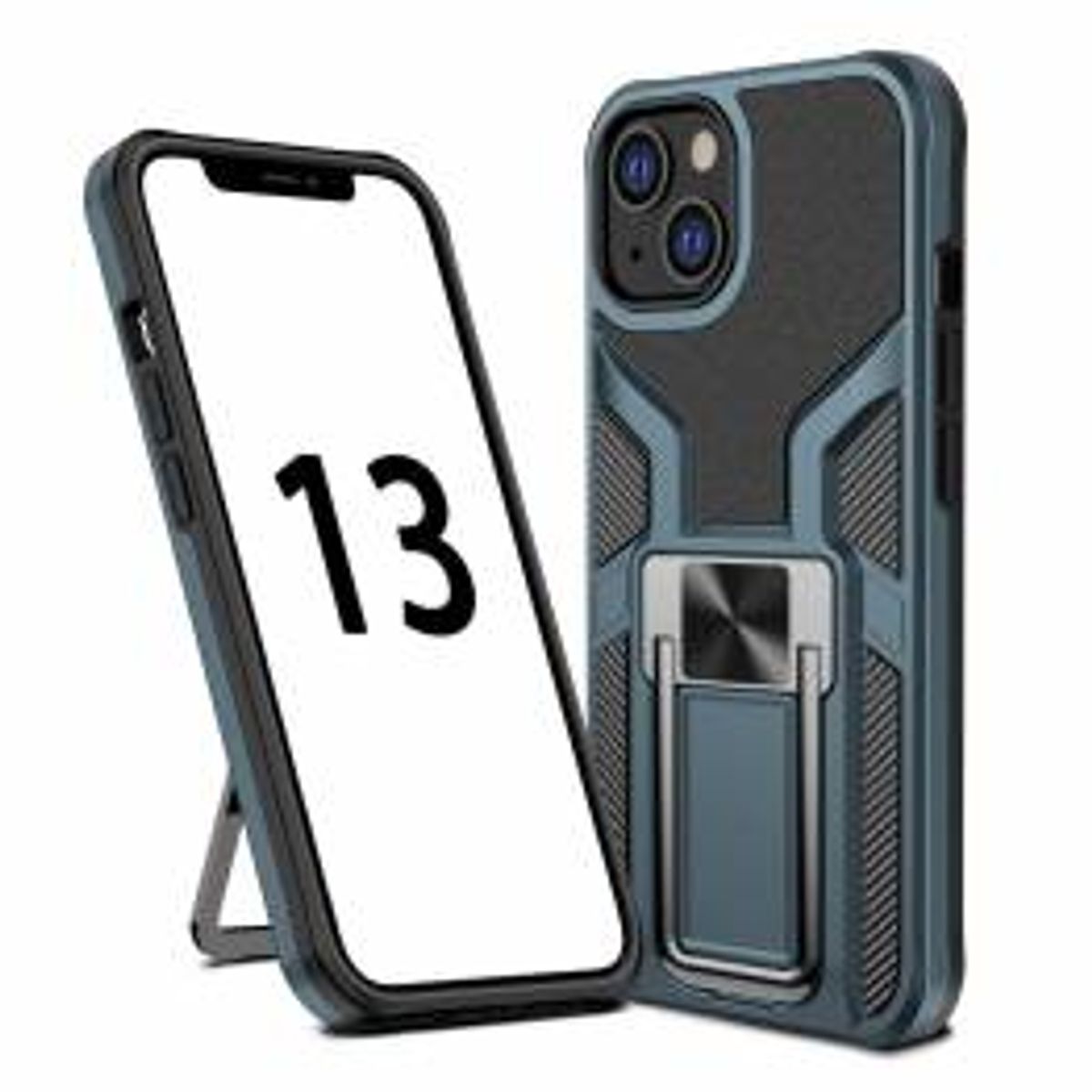 Magnetisk iPhone 13 beskyttende cover 6,1" m kickstand - Sort/blå