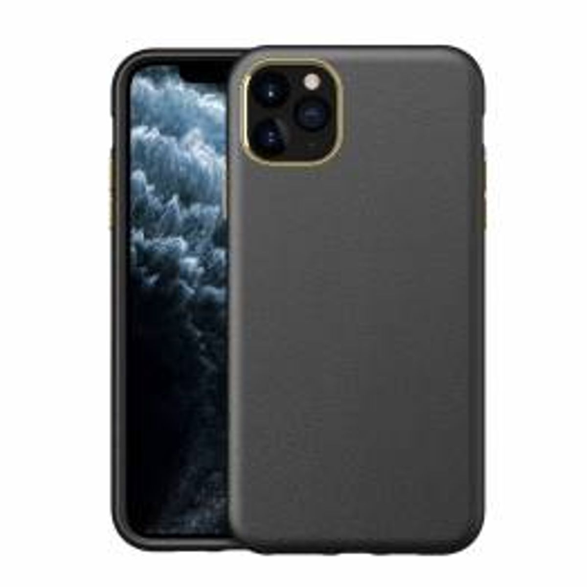 Stilfuldt iPhone 11 Pro cover med læder look - Sort