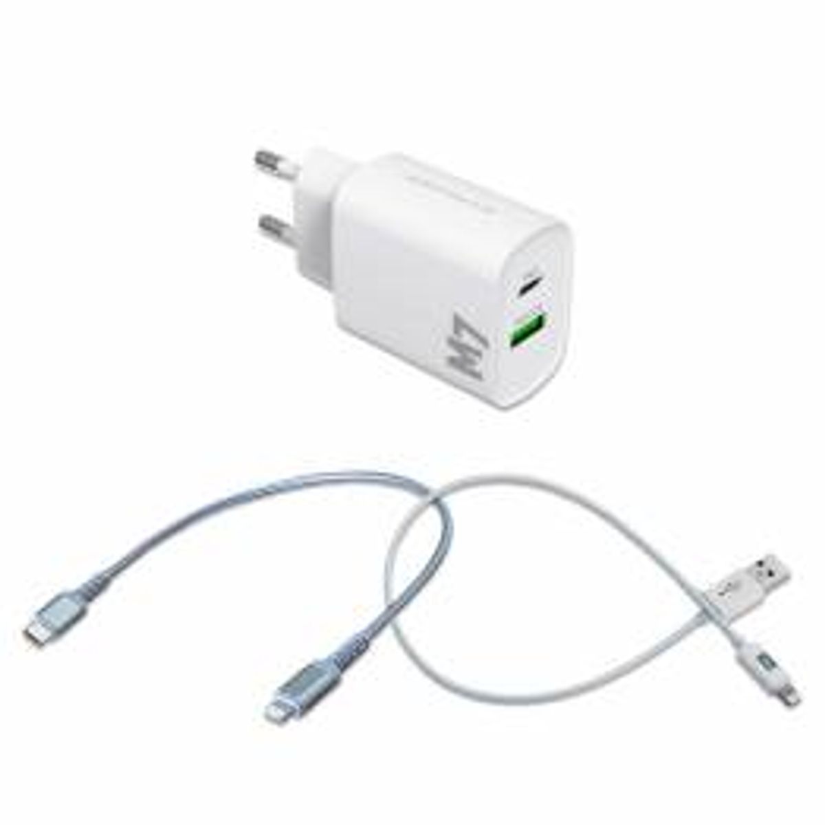 M7 20W dobbelt oplader til iPhone/iPad og 2 MFi Lightning kabler 30cm