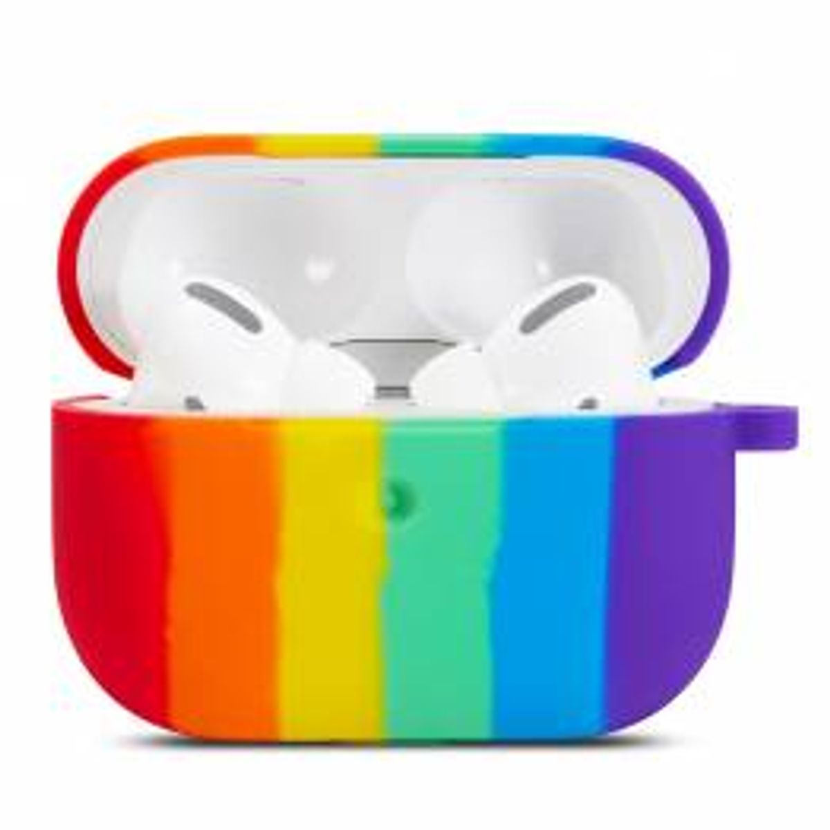 Silikone cover til AirPods Pro med karabin - Rainbow