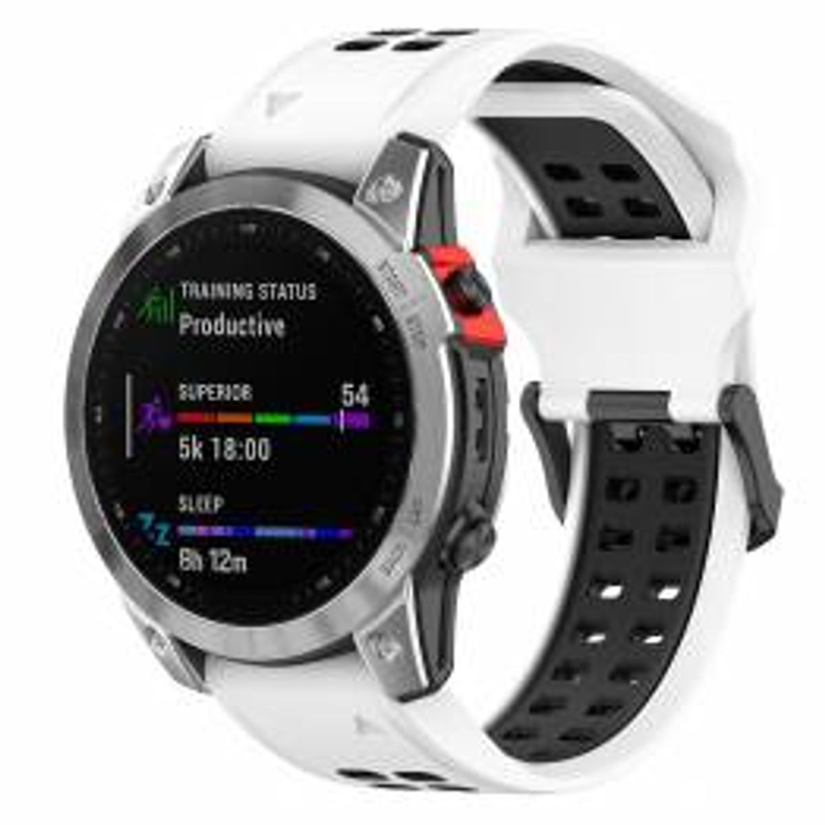 Silikone rem til Garmin Fenix 7S / 6S / 5S - 20mm - Hvid/Sort