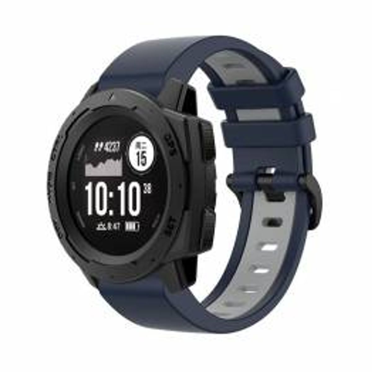 Silikone rem til Garmin Fenix 5/6/7, Forerunner, Instinct mv - Blå/grå