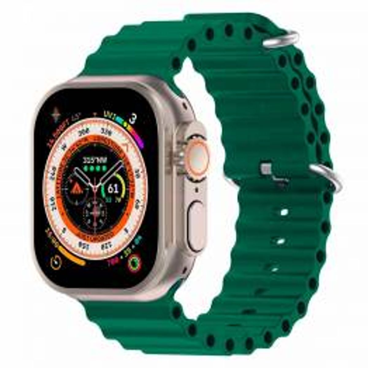 Ocean silikone rem til Apple Watch Ultra samt Watch 44/45mm - Grøn