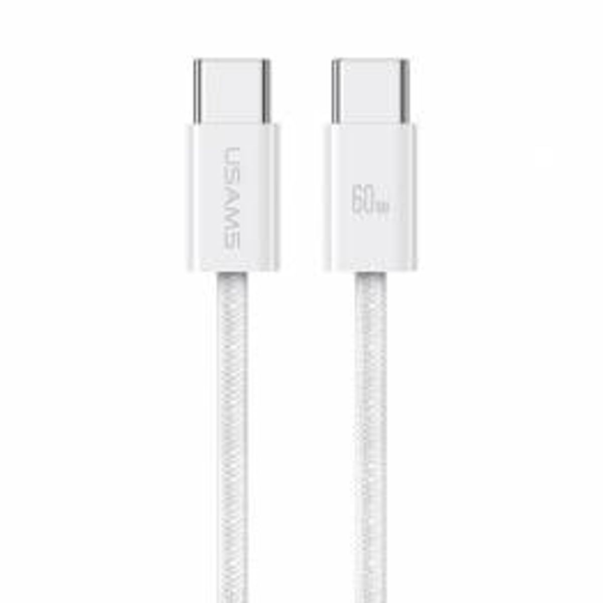 USAMS vævet USB-C kabel 60W PD opladningskabel - 1,2m - Hvid