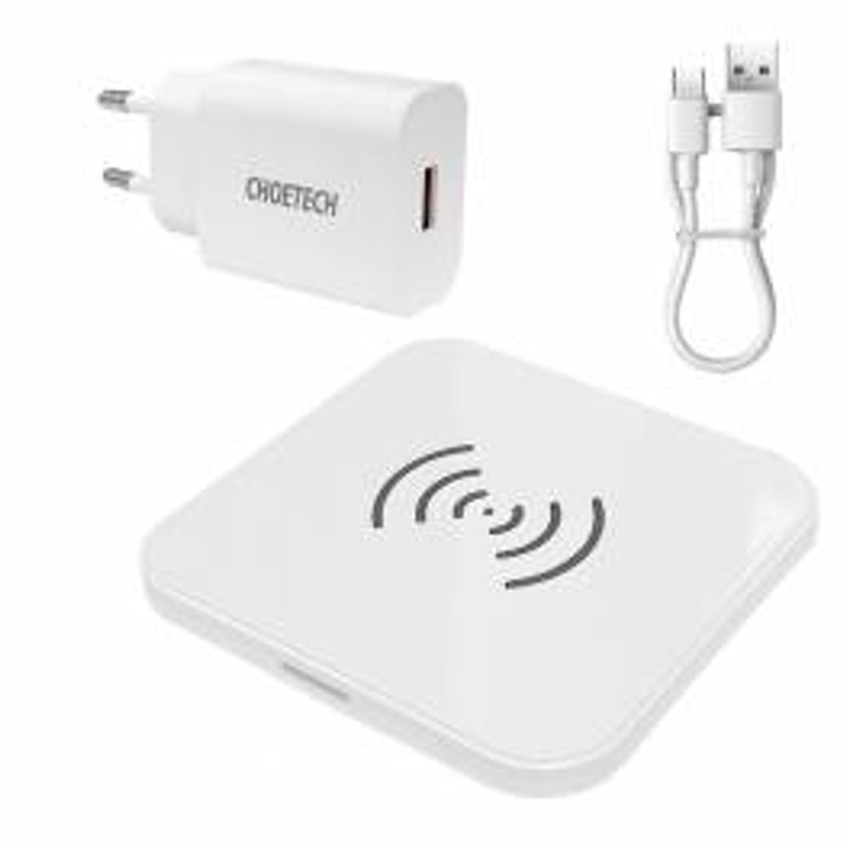 Choetech 10W Qi trådløs oplader inkl. kabel og oplader - Hvid