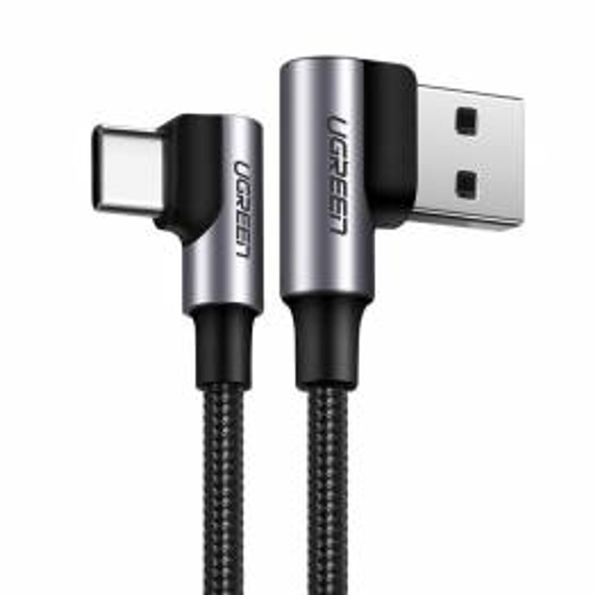 Ugreen USB til USB-C QC3.0 kabel med vinkel - 0,5m - sort vævet