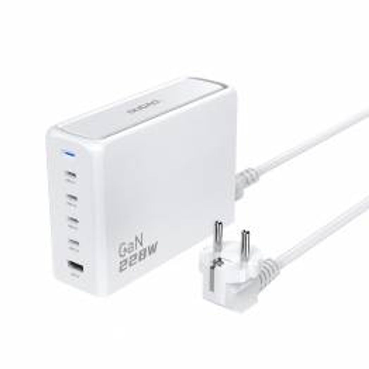 Dudao GaN 5-port PD - 4x USB-C og 1x USB-A - 228W oplader - Hvid