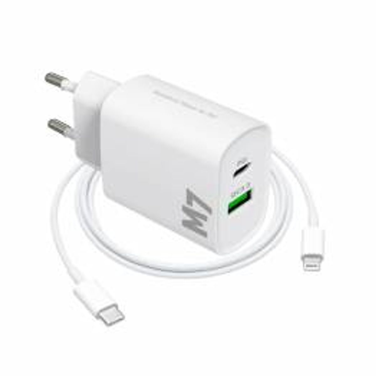 M7 20W dobbelt oplader til iPhone/iPad og USB-C til Lightning kabel