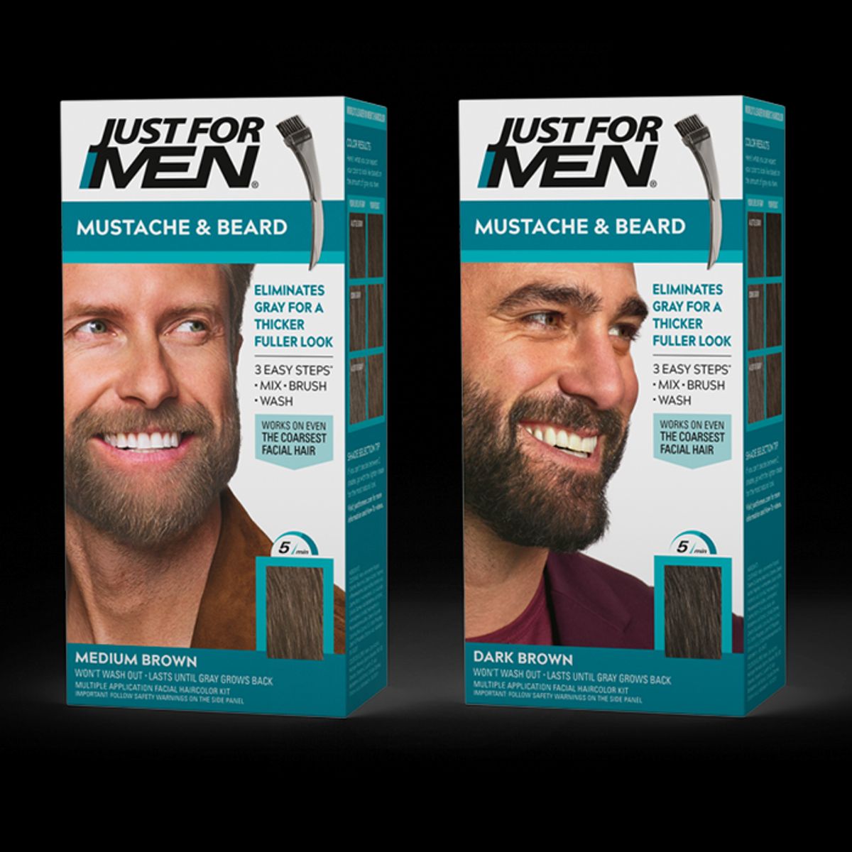 Just For Men Skægfarve (Medium Brown) + Just For Men Skægfarve (Dark Brown-Black)