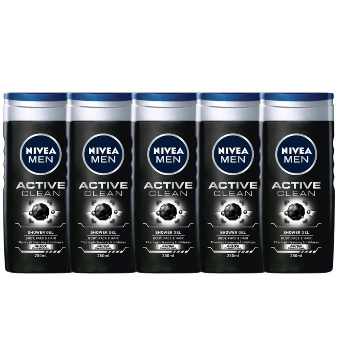 5 x Nivea Men Active Clean Shower Gel (250 ml)