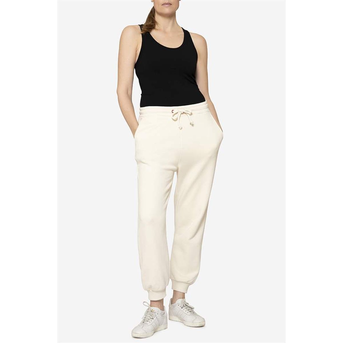 Creme sweatpants i 100% økologisk bomuld