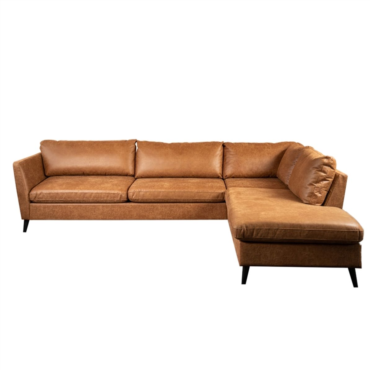 Jakob sofa med chaiselong - Højrevendt sofa - Cognac