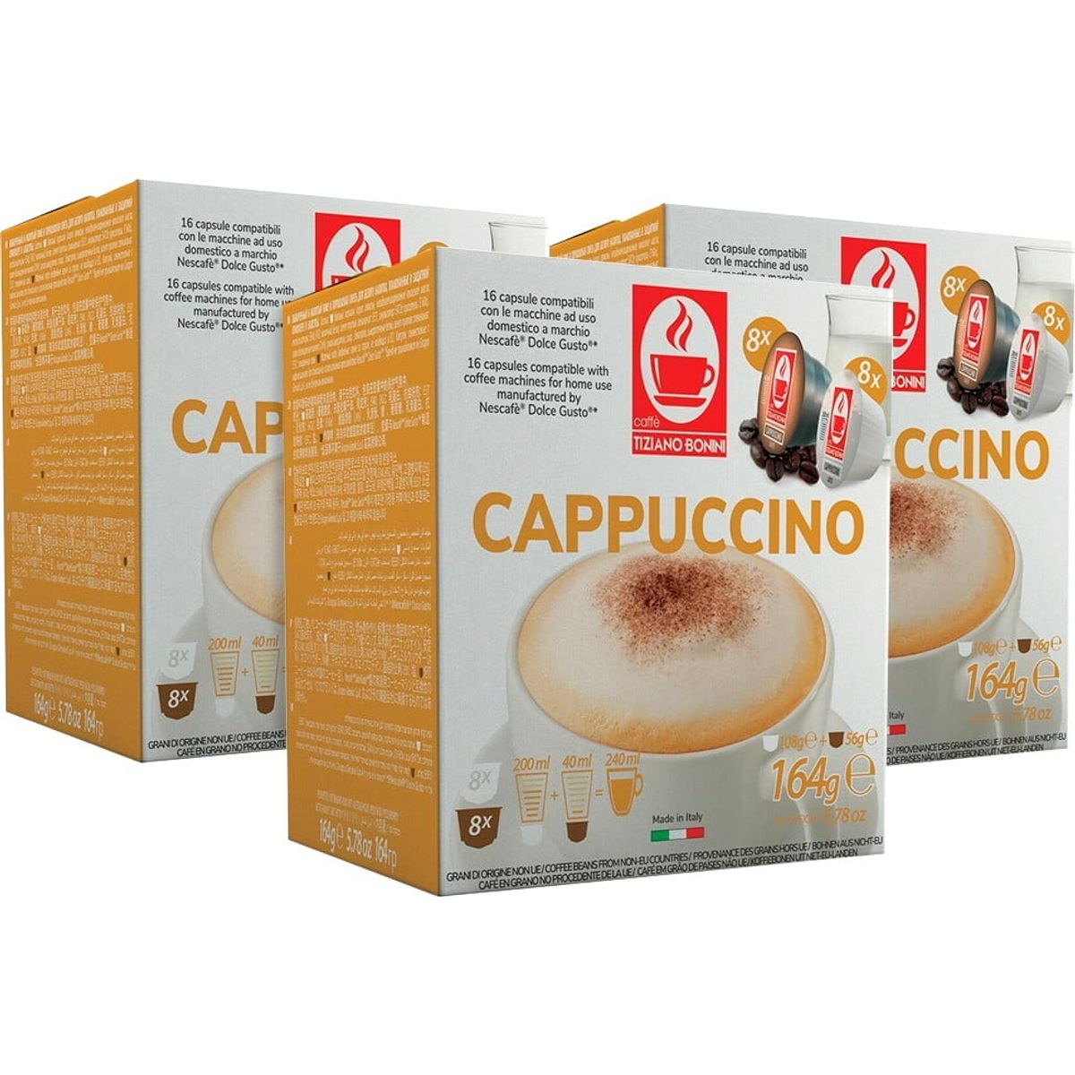 Bonini - Cappuccino Hverdagspakke (48 stk) - Kapsler til Dolce Gusto