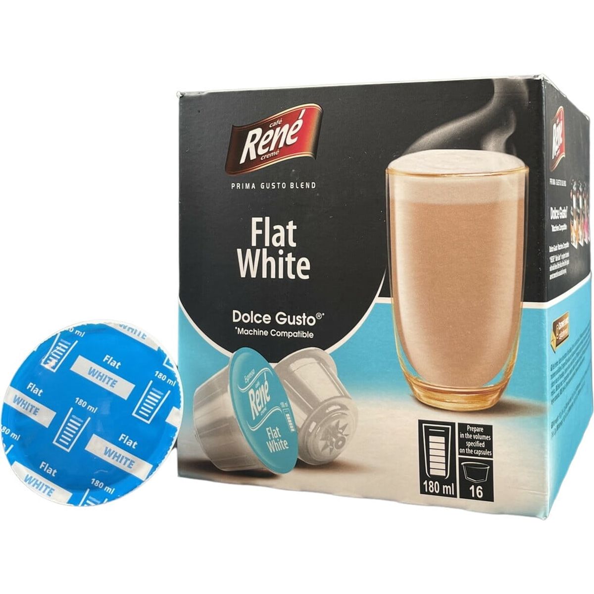 Café René - Flat White (16 stk) - Kapsler til Dolce Gusto