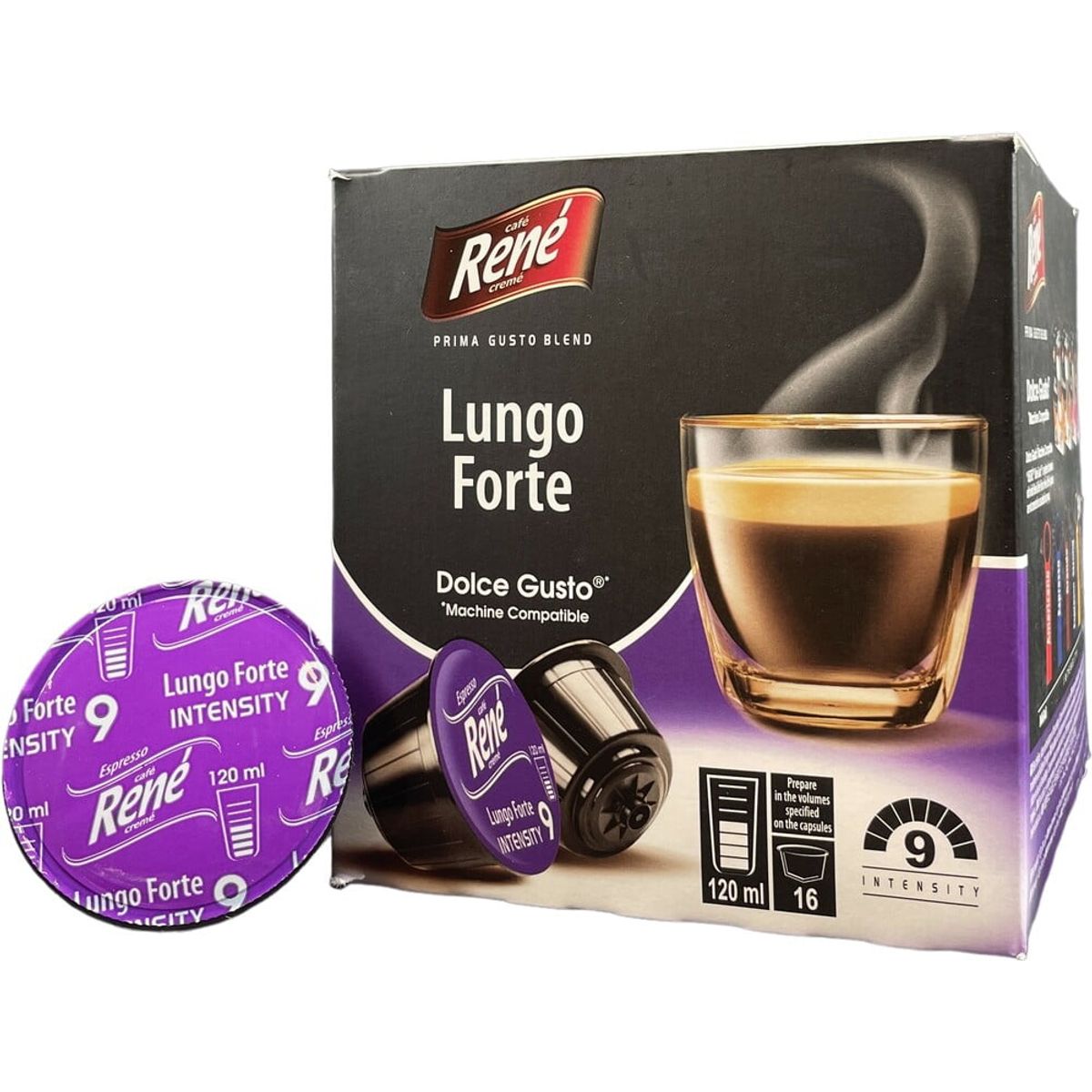 Café René - Lungo Forte (16 stk) - Kapsler til Dolce Gusto