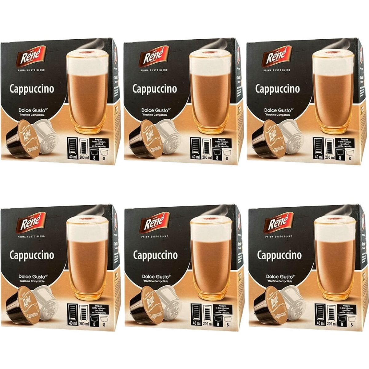 Café René - Cappuccino Tilbudspakke (96 stk) - Kapsler til Dolce Gusto