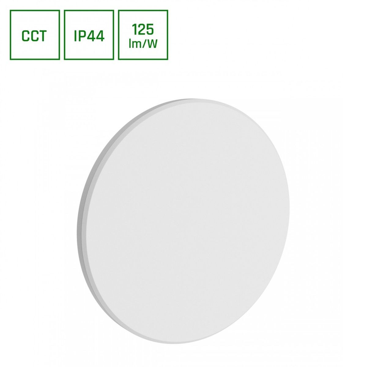 Piatta 12W 230V IP44 180x47mm Hvid Rundt Facadelys - Dæmpbar : Ikke dæmpbar, Kulør : CCT (Varm til Kold Hvid)