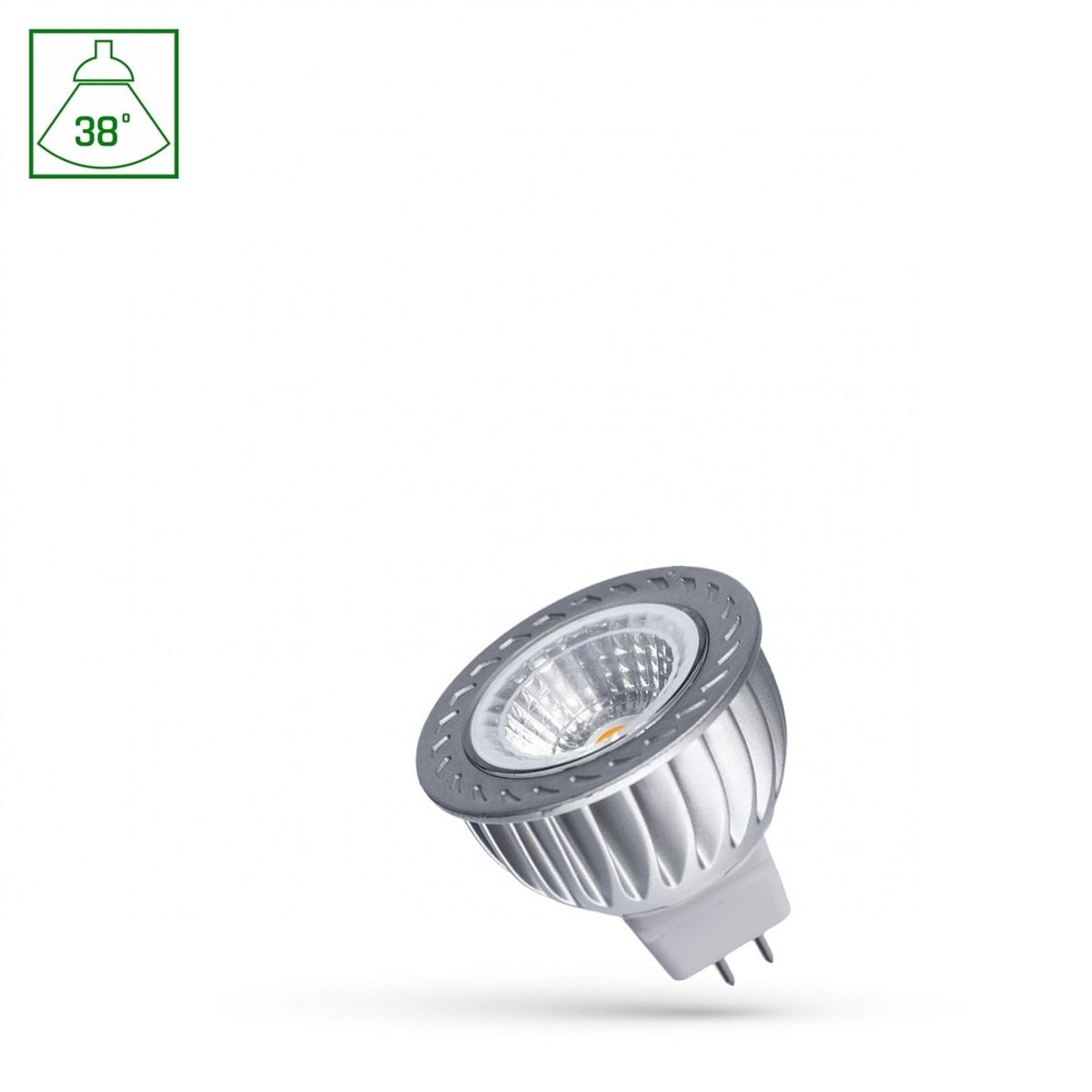 MR16 LED 12V 4W - COB, 38deg, Varm Hvid, med glas, Spectrum