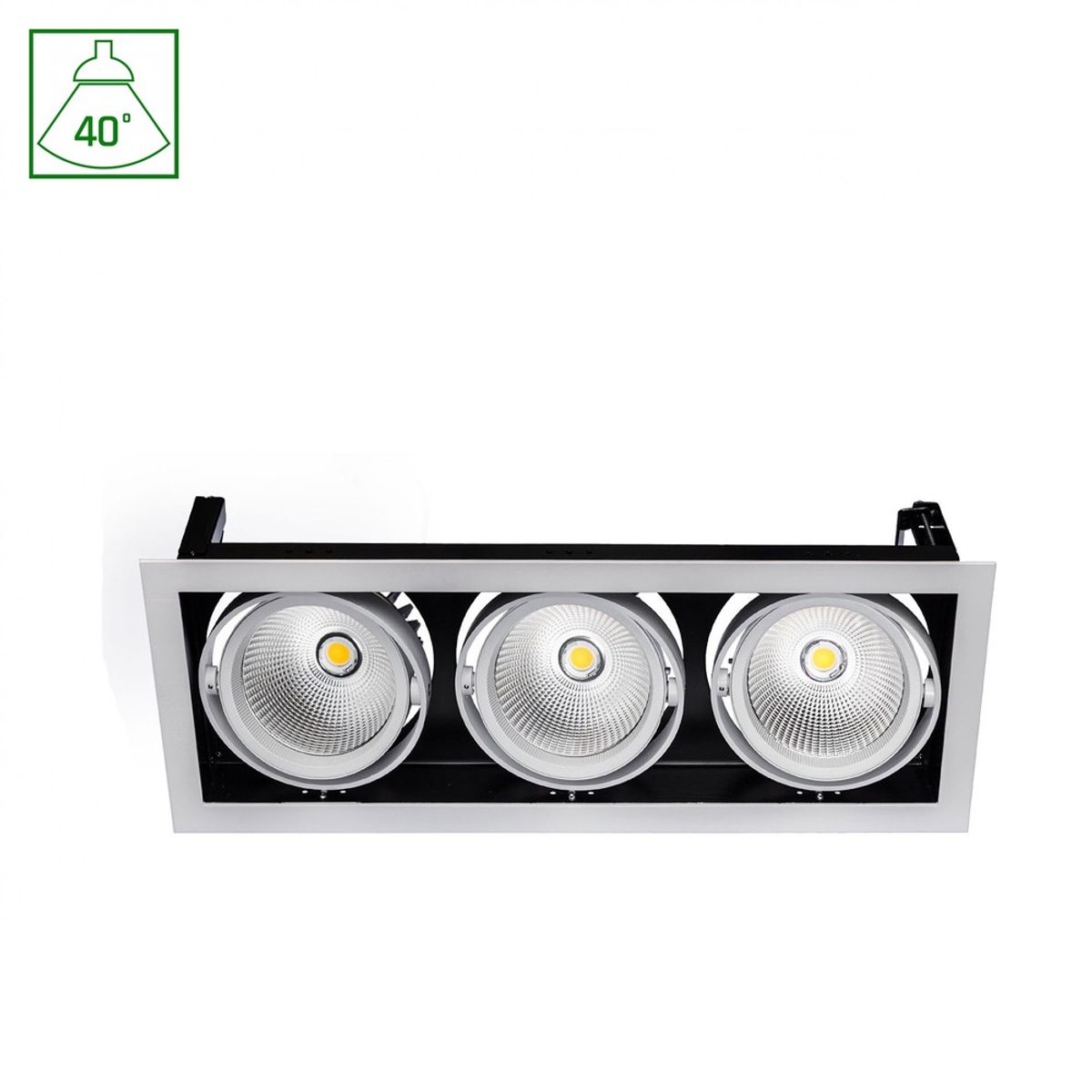 Modern-Dag indbygningsspot 3x1LED COB Citizen 40 ° 230V 3x27W IP20 varm hvid - Kulør : Varm